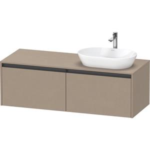 Duravit Ketho 2 wastafelonderbouwkast incl. consoleplaat met 2 laden voor waskom rechts 140x55x45.9cm met handgrepen antraciet Linnen mat K24888R75750000