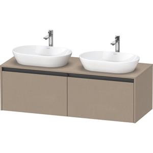 Duravit Ketho 2 wastafelonderbouwkast incl. consoleplaat met 2 laden voor dubbele waskommen 140x55x45.9cm met handgrepen antraciet Linnen mat K24888B75750000