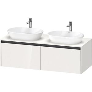 Duravit Ketho 2 wastafelonderbouwkast incl. consoleplaat met 2 laden voor dubbele waskommen 140x55x45.9cm met handgrepen antraciet hoogglans wit K24888B22220000