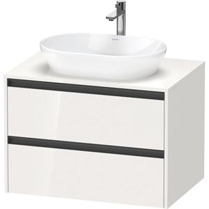 Duravit Ketho 2 wastafelonderbouwkast incl. consoleplaat met 2 laden 80x55x56.8cm met handgrepen antraciet hoogglans wit K24895022220000