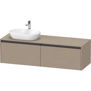 Duravit Ketho 2 wastafelonderbouwkast incl. consoleplaat met 2 laden voor waskom rechts 160x55x45.9cm met handgrepen antraciet Linnen mat K24889L75750000