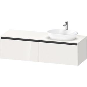 Duravit Ketho 2 wastafelonderbouwkast incl. consoleplaat met 2 laden voor waskom rechts 160x55x45.9cm met handgrepen antraciet hoogglans wit K24889R22220000