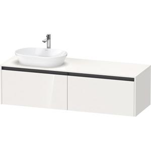 Duravit Ketho 2 wastafelonderbouwkast incl. consoleplaat met 2 laden voor waskom links 160x55x45.9cm met handgrepen antraciet hoogglans wit K24889L22220000