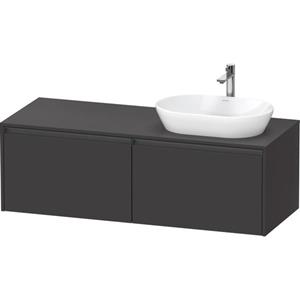 Duravit Ketho 2 wastafelonderbouwkast incl. consoleplaat met 2 laden voor waskom rechts 140x55x45.9cm met handgrepen antraciet grafiet supermat K24888R80800000