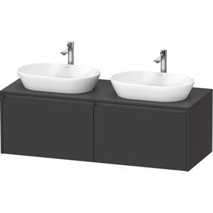 Duravit Ketho 2 wastafelonderbouwkast incl. consoleplaat met 2 laden voor dubbele waskommen 140x55x45.9cm met handgrepen antraciet grafiet supermat K24888B80800000