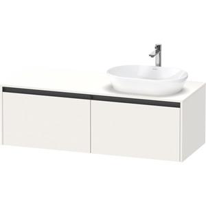 Duravit Ketho 2 wastafelonderbouwkast incl. consoleplaat met 2 laden voor waskom rechts 140x55x45.9cm met handgrepen antraciet wit supermat K24888R84840000