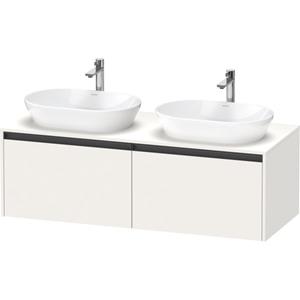 Duravit Ketho 2 wastafelonderbouwkast incl. consoleplaat met 2 laden voor dubbele waskommen 140x55x45.9cm met handgrepen antraciet wit supermat K24888B84840000