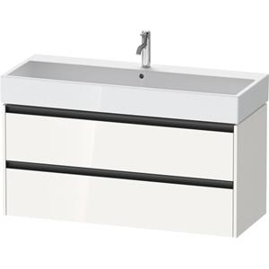 Duravit Ketho 2 wastafelonderbouwkast met 2 laden voor enkele wastafel 118.4x46x54.9cm met grepen antraciet hoogglans wit K25279022220000