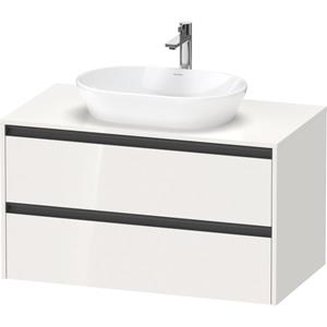 Duravit Ketho 2 wastafelonderbouwkast incl. consoleplaat met 2 laden 100x55x56.8cm met handgrepen antraciet hoogglans wit K24896022220000