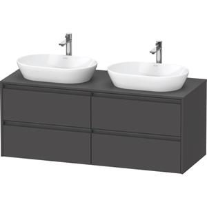 Duravit Ketho 2 wastafelonderbouwkast incl. consoleplaat met 4 laden voor dubbele waskommen 140x55x56.8cm met handgrepen antraciet grafiet mat K24898B49490000