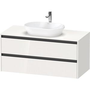 Duravit Ketho 2 wastafelonderbouwkast incl. consoleplaat met 2 laden 120x55x56.8cm met handgrepen antraciet hoogglans wit K24897022220000