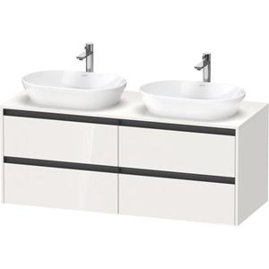 Duravit Ketho 2 wastafelonderbouwkast incl. consoleplaat met 4 laden voor waskom rechts 140x55x56.8cm met handgrepen antraciet hoogglans wit K24898R22220000