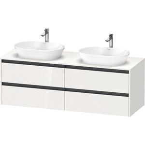 Duravit Ketho 2 wastafelonderbouwkast incl. consoleplaat met 4 laden voor waskom links 160x55x56.8cm met handgrepen antraciet hoogglans wit K24899L22220000