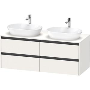 Duravit Ketho 2 wastafelonderbouwkast incl. consoleplaat met 4 laden voor dubbele waskommen 140x55x56.8cm met handgrepen antraciet wit supermat K24898B84840000