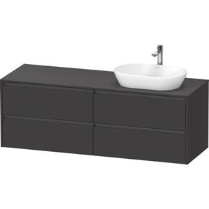 Duravit Ketho 2 wastafelonderbouwkast incl. consoleplaat met 4 laden voor waskom rechts 160x55x56.8cm met handgrepen antraciet grafiet supermat K24899R80800000