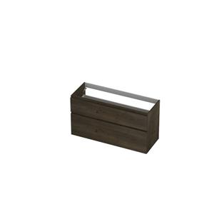 INK Fineer 45 Wastafelonderkast - 120x45x65cm - 2 lades - greeploos - houten keerlijst - a symmetrisch - MDF Fineer Charcoal 1221853