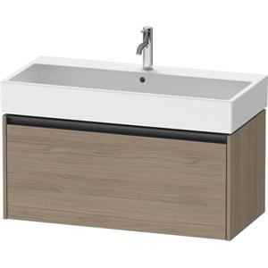 Duravit Ketho 2 wastafelonderbouwkast met 1 lade 98.4x46x44cm met greep antraciet eiken terra mat K25078035350000