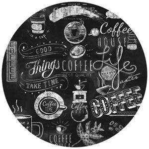 K&L WALL ART Fototapete »Fototapete Küche schwarze Kaffee Tafel Coffee Vliestapete Rund Büro«, Cafe Tapete