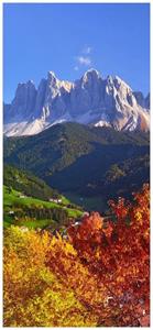 Wallario Türtapete »Herbst im Gebirgstal unter blauem Himmel«, glatt, ohne Struktur