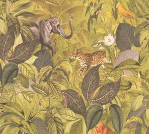 A.S. Création Vliestapete »PintWalls Dschungel mit Tieren«, glatt, matt, (1 St), Blätter Elefant Tieger Affen