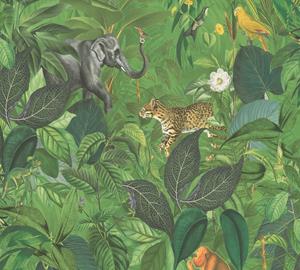 A.S. Création Vliestapete »PintWalls Dschungel mit Tieren«, glatt, matt, (1 St), Blätter Elefant Tieger Affen