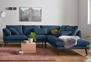 Andas Ecksofa Gondola, skandinavisches Design und edle Ausstrahlung, mit Holzbeinen