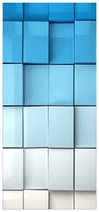 Wallario Türtapete »Blau-weiße Kisten Schachteln Muster«, glatt, ohne Struktur