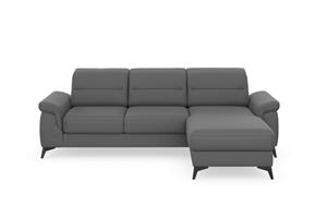 Sit&More Ecksofa Sinatra, mit Recamiere, optional mit Kopfteilverstellung und Armteilfunktion oder mit Kopfteilverstellung, Armteilfunktion, Bettfunktion und Bettkasten, mattschwarze Metallf