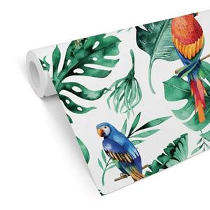 K&L WALL ART Mustertapete »Schlafzimmer Papageien im Dschungel bunte Vliestapete Regenwald Vögel«, Papageien Tapete