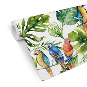 K&L WALL ART Mustertapete »Wohnzimmer Papageien im Dschungel bunte Vliestapete Regenwald Vögel«, Dschungeltiere Tapete