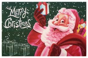 Teppich Boss Fußmatte »Fußmatte Merry Christmas, , rechteckig, Höhe 6 mm, In/- Outdoor geeignet, Schriftzug, Weihnachtsmann, 3D Optik, Robust, Pflegeleicht, beflockt, bunt«