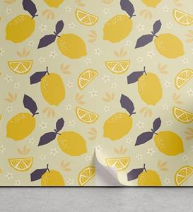 Abakuhaus Vinyltapete »selbstklebendes Wohnzimmer Küchenakzent«, Frucht-Kunst Zitronen und Blüten