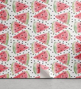 Abakuhaus Vinyltapete »selbstklebendes Wohnzimmer Küchenakzent«, Aquarell Stücke von Wassermelone