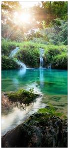 Wallario Türtapete »Türkisgrüner See im Nationalpark in Guatemala«, glatt, ohne Struktur