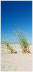 Wallario Türtapete »Sandstrand unter blauem Himmel«, glatt, ohne Struktur