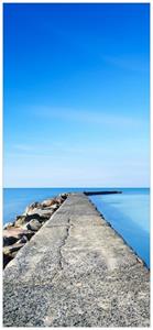 Wallario Türtapete »Pier am blauen Ozean mit blauem Himmel«, glatt, ohne Struktur