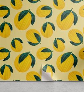 Abakuhaus Vinyltapete »selbstklebendes Wohnzimmer Küchenakzent«, Garten-Kunst Grafik-Zitronen-Blätter