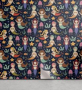 Abakuhaus Vinyltapete »selbstklebendes Wohnzimmer Küchenakzent«, Meerjungfrau Mädchen mit bunten Tails