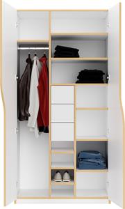 Müller Small Living Kleiderschrank PLANE Ausstattung Nr. 4, inklusive 3 innenliegenden Schubladen, einer Kleiderstange und 12 Fächern