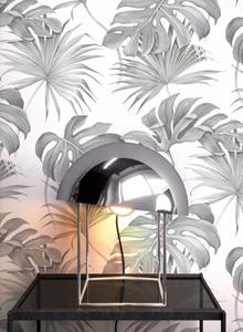 Newroom Vliestapete, Schwarz Tapete Tropisch Blätter - Dschungeltapete Botanisch Weiß Floral Modern Monstera Palme für Wohnzimmer Schlafzimmer Küche