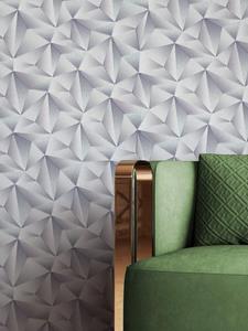 Newroom Vliestapete, Silber Tapete Glamour Dreiecke - 3D-Optik Grafiktapete Grafisch Geometrisch Grafik für Wohnzimmer Schlafzimmer Küche