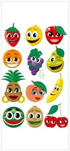 Wallario Türtapete »Obst-Smilies im Comic-Stil - Lustige Erdbeeren, Bananen, Kirschen etc.«, glatt, ohne Struktur