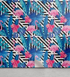 Abakuhaus Vinyltapete »selbstklebendes Wohnzimmer Küchenakzent«, Bananenblatt Aquarell Flamingo