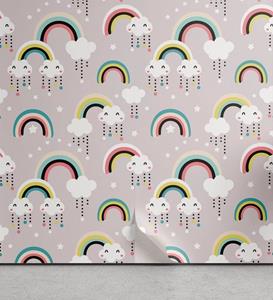 Abakuhaus Vinyltapete »selbstklebendes Wohnzimmer Küchenakzent«, Gekritzel Surreal Wolken Regenbogen-Stern