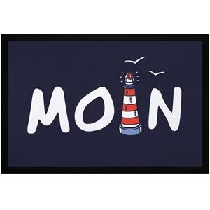 MoonWorks Fußmatte »Fußmatte Moin maritim Leuchtturm norddeutsch Hallo Willkommen rutschfest & waschbar «, , rechteckig