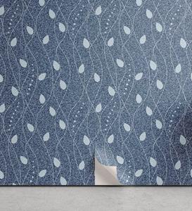 Abakuhaus Vinyltapete »selbstklebendes Wohnzimmer Küchenakzent«, Blätter Zweige über Denim