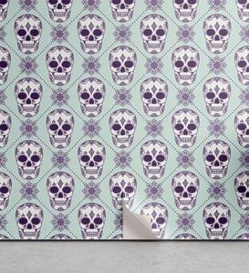 Abakuhaus Vinyltapete »selbstklebendes Wohnzimmer Küchenakzent«, Geometrisch Blumendamast-Schädel