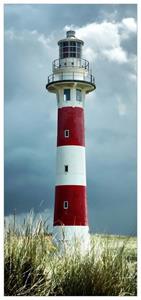 Wallario Türtapete »Leuchtturm am Strand«, glatt, ohne Struktur