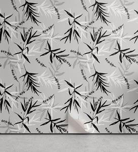 Abakuhaus Vinyltapete »selbstklebendes Wohnzimmer Küchenakzent«, Blatt Exotische Graustufen Bambus-Blätter
