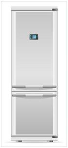 Wallario Türtapete »Abbildung von: Kühlschrank mit Gefrierschrank, grau, mit grauen Griffen«, glatt, ohne Struktur